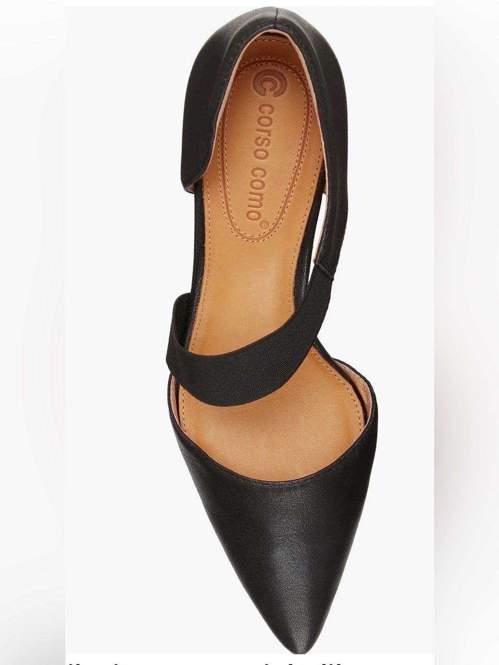 Denice Pump CC Corso Como Black Leather Point Toe Ankle Strap Heels Size 6.5 - Picture 2 of 10